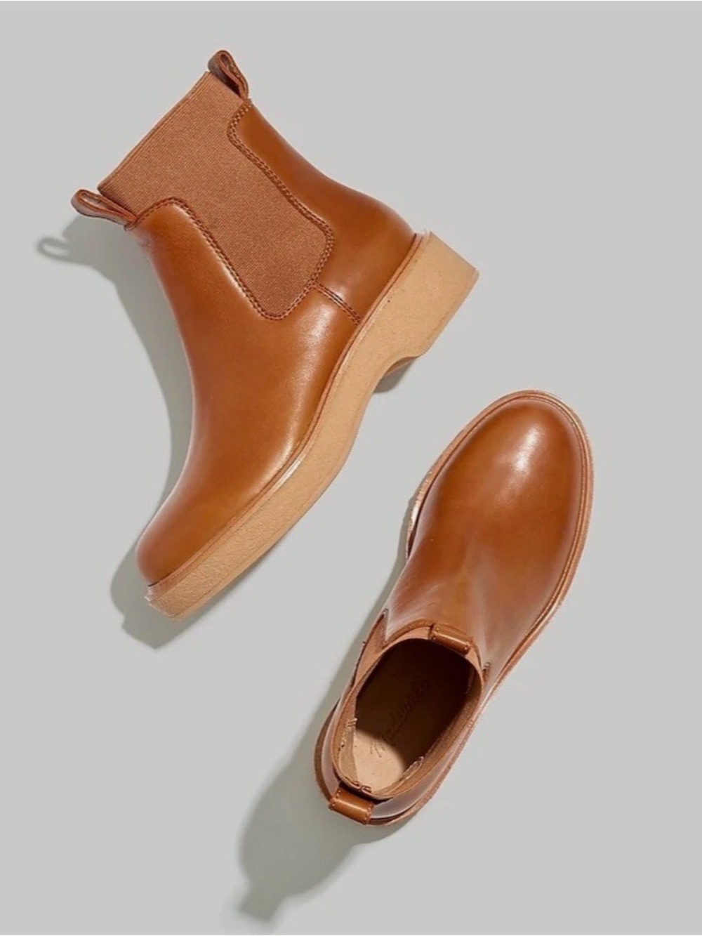Madewell Women Tan Leather The Camryn Chelsea Boots Size 8